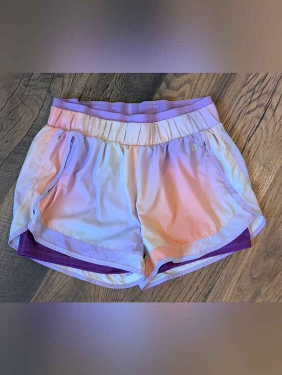 Sweaty Betty Pants - Sweaty Betty On Your Marks 2-in-1 Running Shorts Ombre Pastel Sunset Large